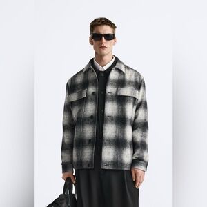 Zara Monochrome Checkered Jacket - XL